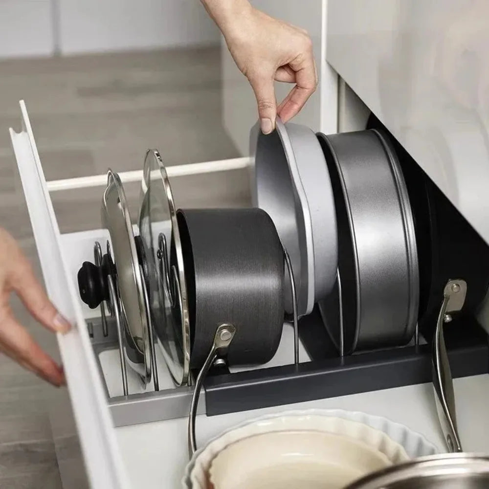Range-Couvercles Télescopique 7 Compartiments – Organisateur Casseroles & Poêles