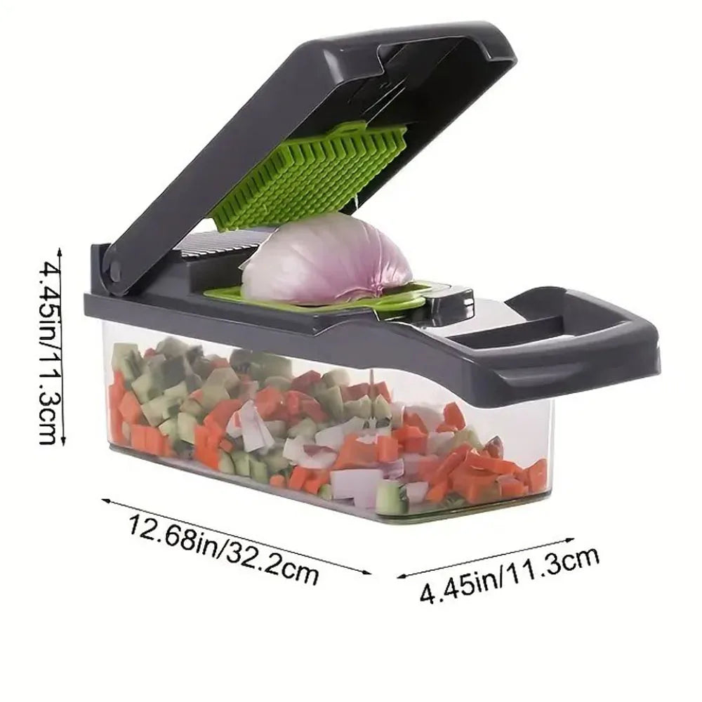 Coupe-Légumes Multifonction 14-en-1 avec Mandoline et Râpe Intégrée